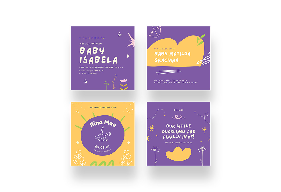 Baby Birth Announcement Instagram Canva