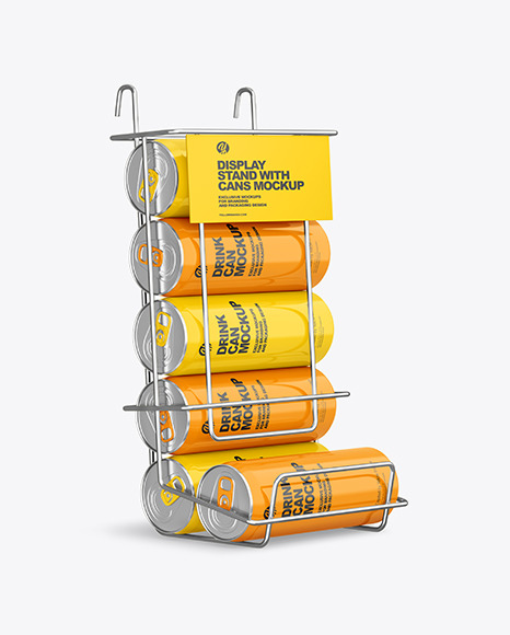 Display Stand w Glossy Cans Mockup - Can mockup