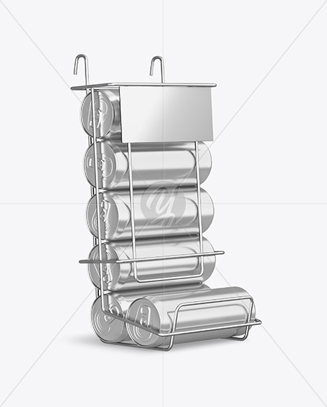 Display Stand w/ Metallic Cans Mockup