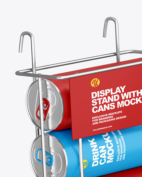 Display Stand w/ Matte Cans Mockup