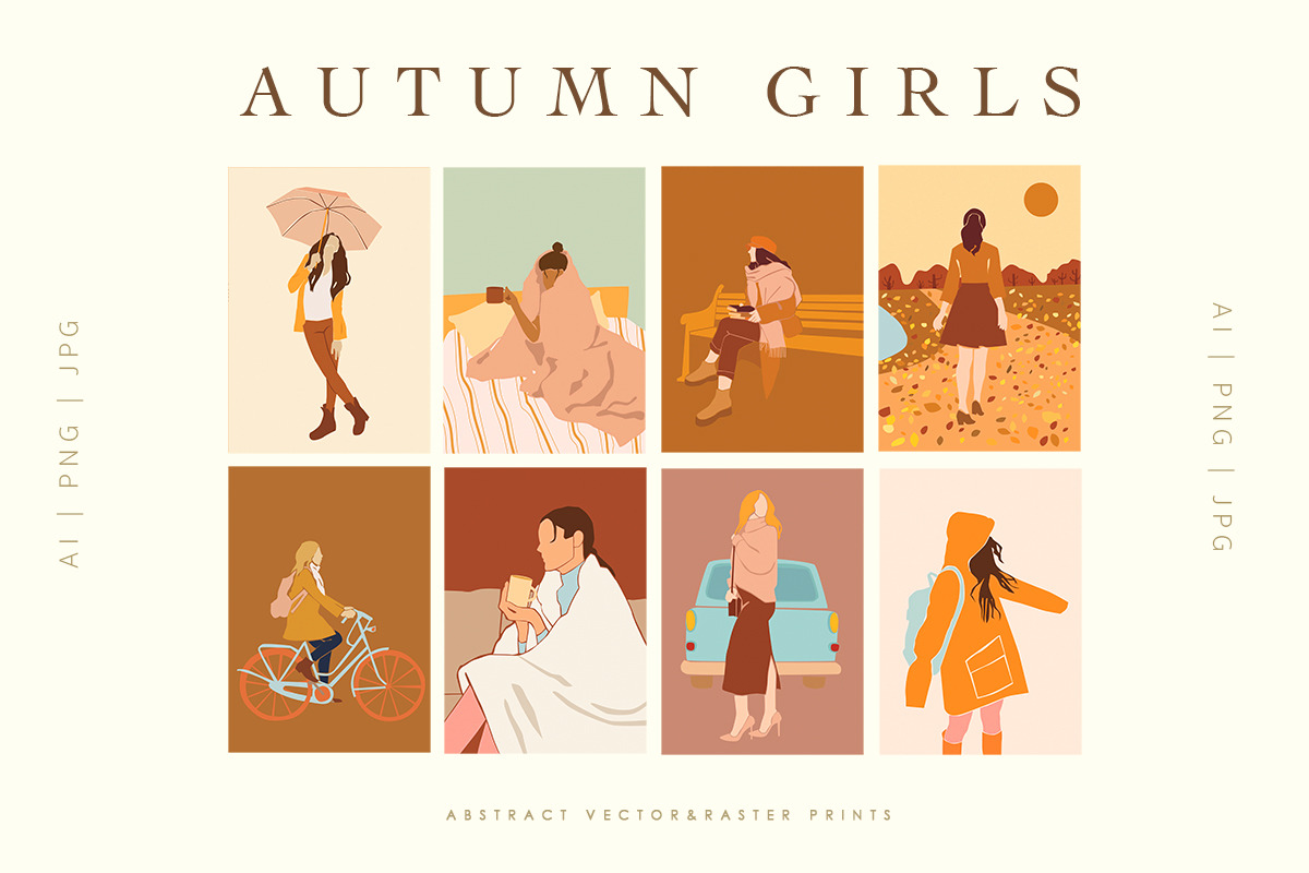 Abstract Autumn Mood Illustrations