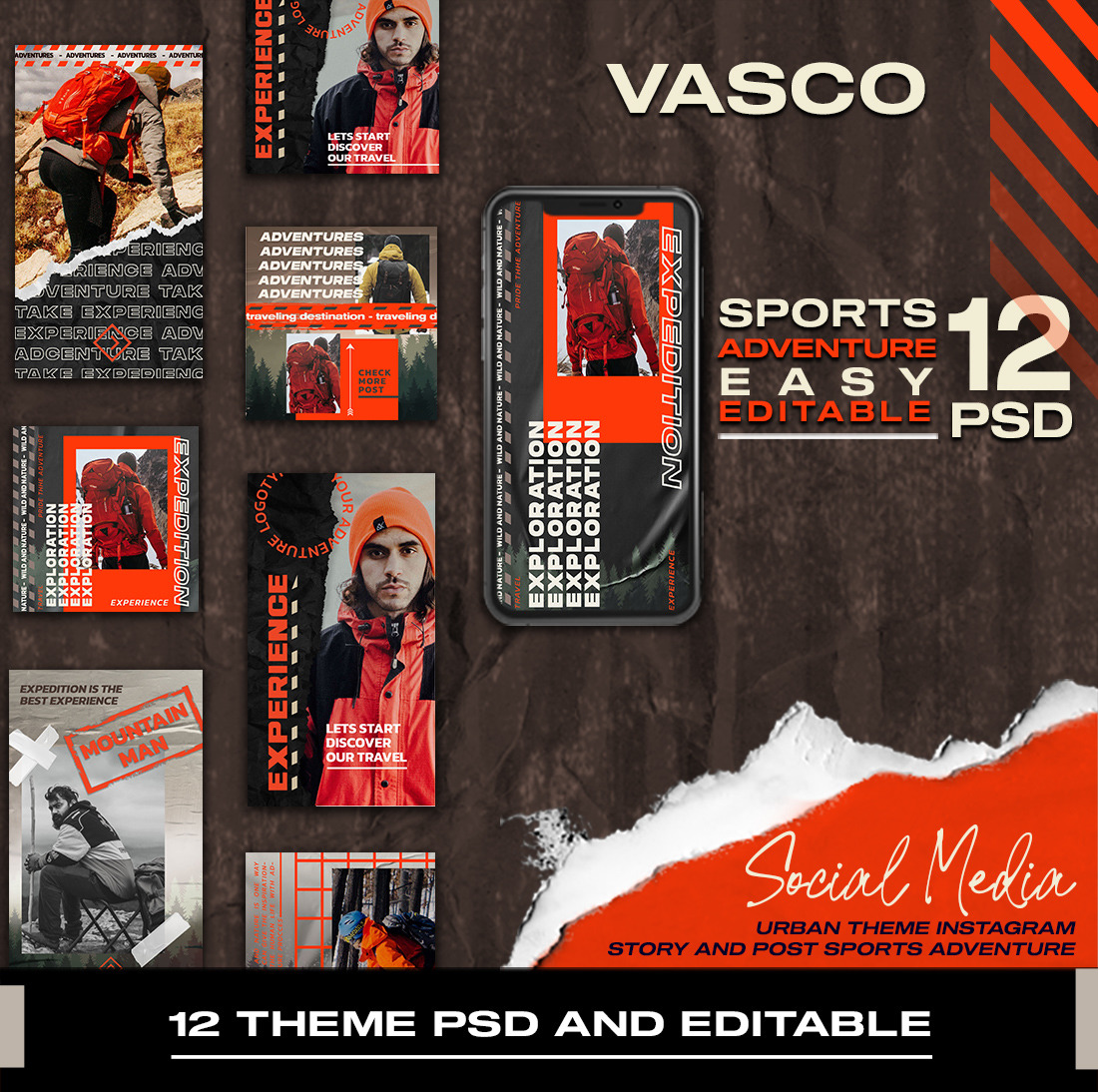 Vasco Sport Adventure Instagram Post and Story Template Vasco Sport Adventure Instagram Post and Story Template