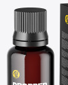 Dark Amber Glass Dropper Bottle with Paper Box Mockup