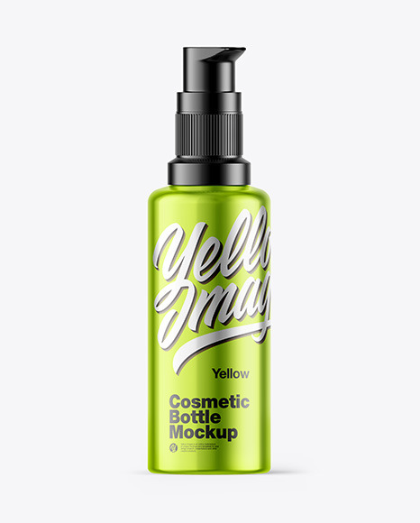 Metallic Cosmetic Bottle with Pump Mockup - Body spray bottle mockup