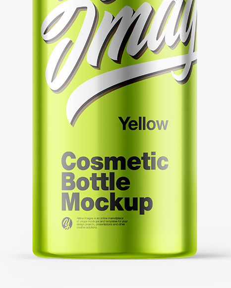 Metallic Cosmetic Bottle with Pump Mockup