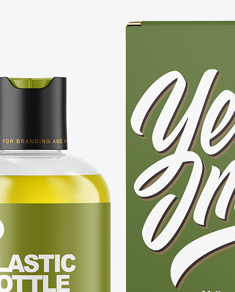 Color Liquid Cosmetic Bottle with Box Mockup