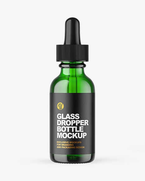 Green Glass Dropper Bottle Mockup