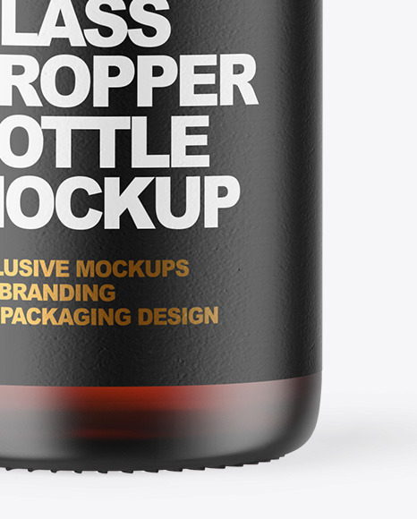 Frosted Amber Glass Dropper Bottle Mockup