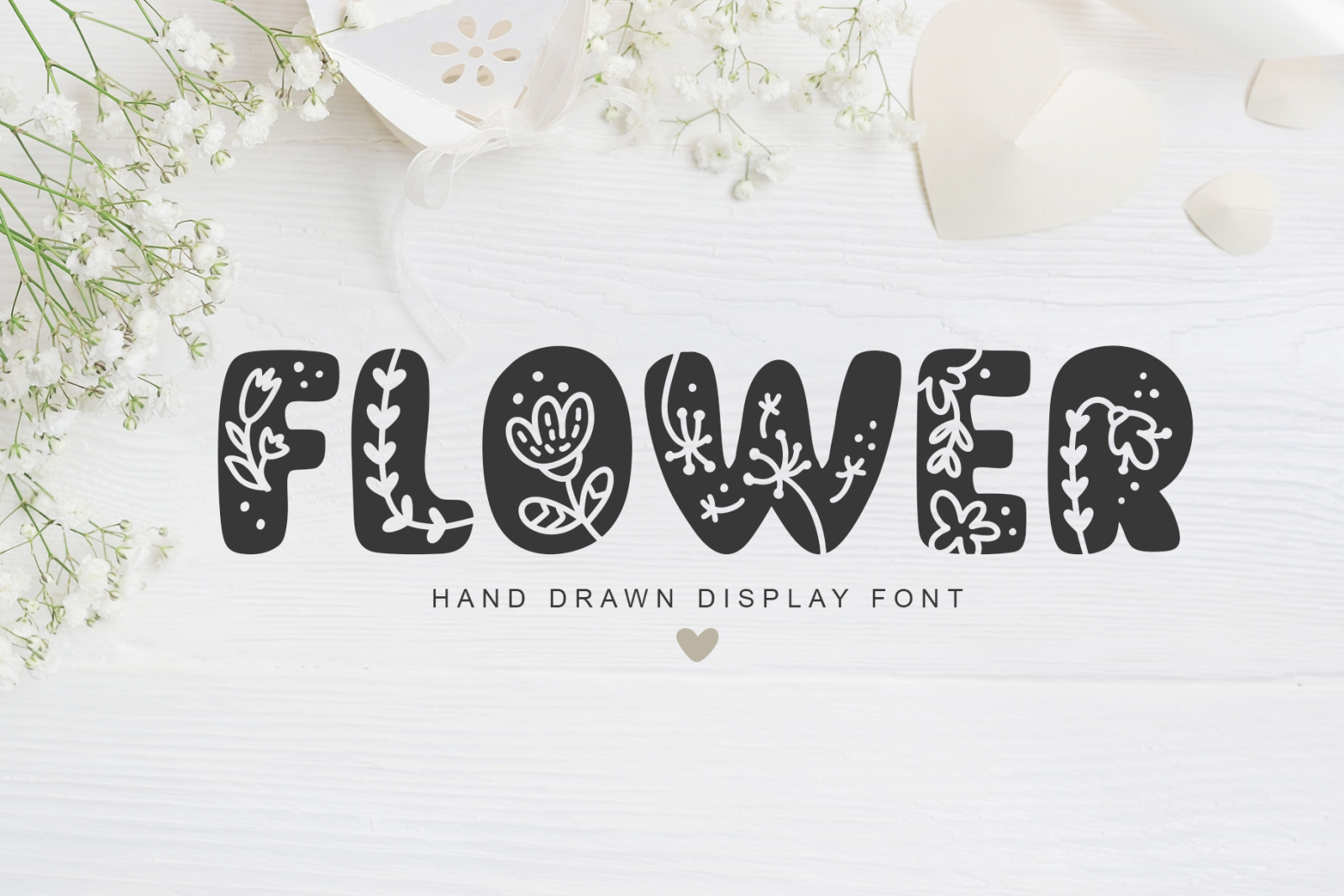 Flower Hand Drawn display Font Flower Hand Drawn display Font