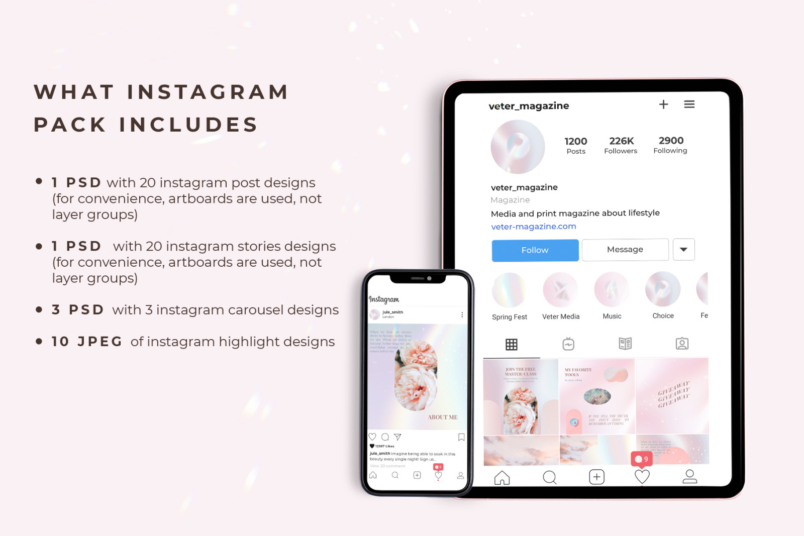 Gradient Instagram PSD Templates