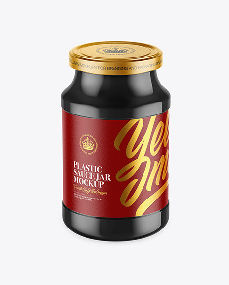 Glossy Plastic Sauce Jar Mockup - Honey jar mockup