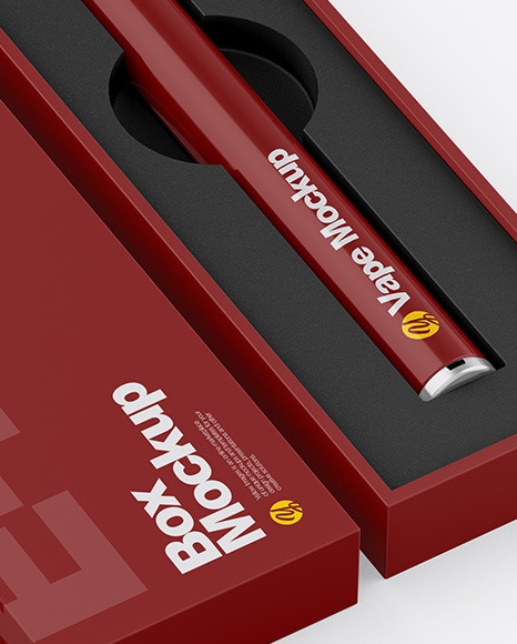 Glossy Vape Pen W/ Box Mockup