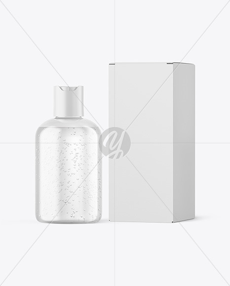 Clear Cosmetic Bottle with Box Mockup