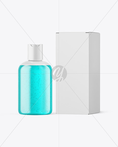 Color Liquid Cosmetic Bottle with Box Mockup