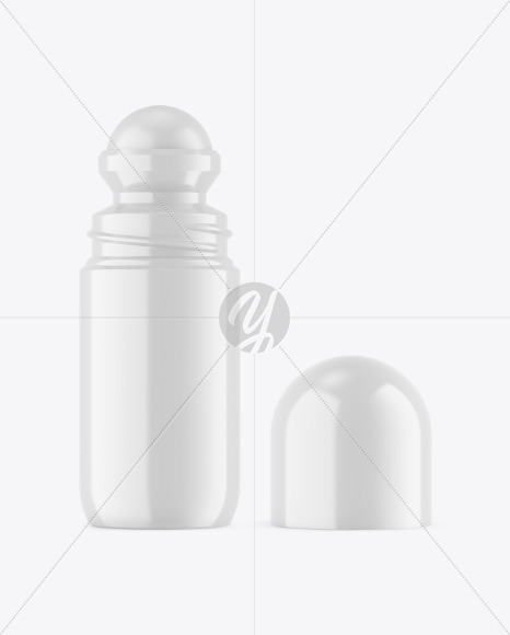 Opened Glossy Roll-On Deodorant Mockup