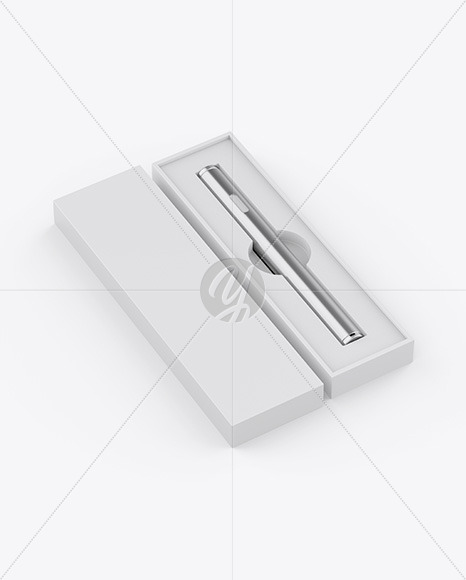 Glossy Metallic Vape Pen W/ Box Mockup