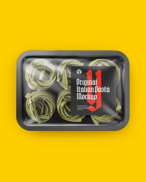 Plastic Tray With Pasta Mockup