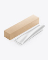 Kraft Box w/ Glossy Metallic Cosmetic Tube Mockup