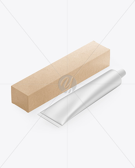 Kraft Box w/ Matte Metallic Cosmetic Tube Mockup