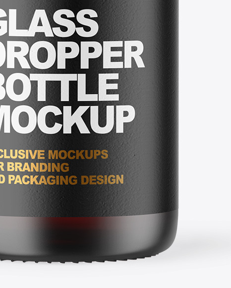 Frosted Dark Amber Glass Dropper Bottle Mockup