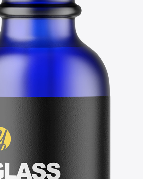 Frosted Blue Glass Dropper Bottle Mockup