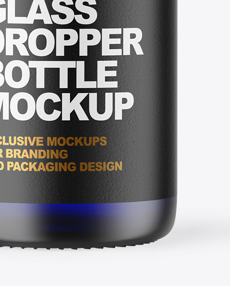 Frosted Blue Glass Dropper Bottle Mockup