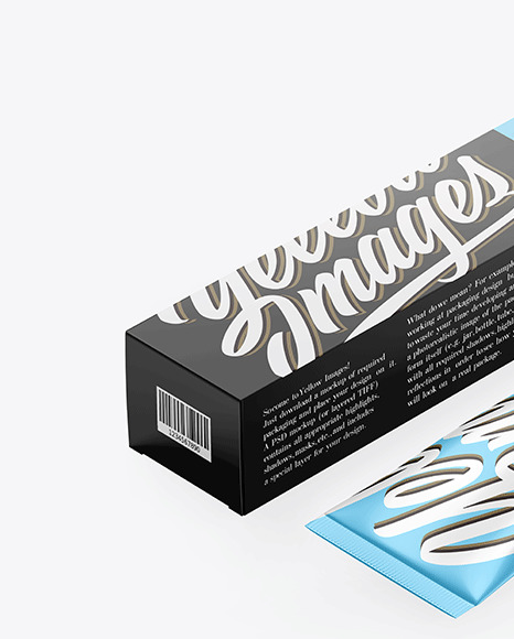 Glossy Box w/ Glossy Metallic Cosmetic Tube Mockup