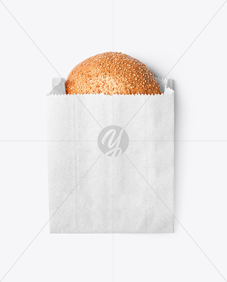 Kraft Paper Bag with Burger Bun Mockup