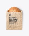 Kraft Paper Bag with Burger Bun Mockup