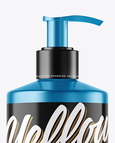 Metallized Plastic Bottle with Pump Mockup