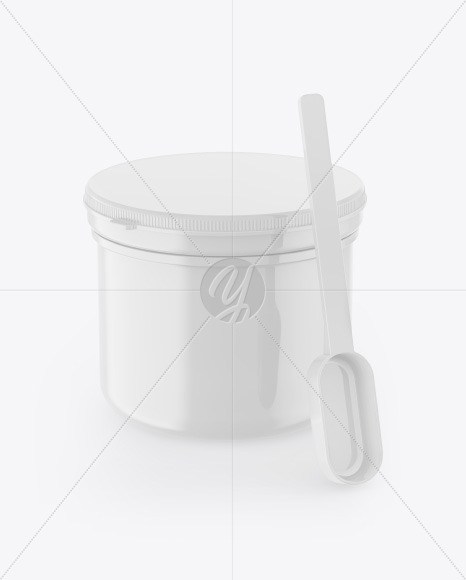 Glossy Jar w/ Spoon Mockup
