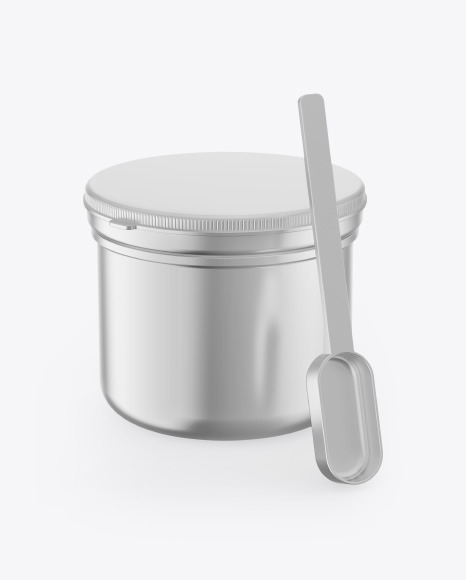 Metallic Jar w/ Spoon Mockup