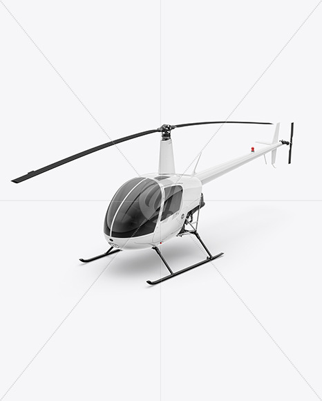 Helicopter Mockup - Half Side View (High-Angle Shot)