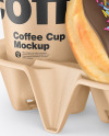 Kraft Coffee Cup with Donut in Holder Mockup