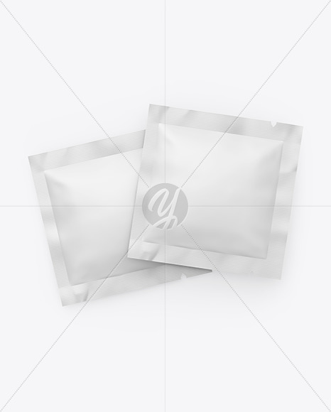 Two Matte Square Sachets Mockup