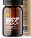 Dark Amber Glass Dropper Bottle w/ Kraft Box Mockup