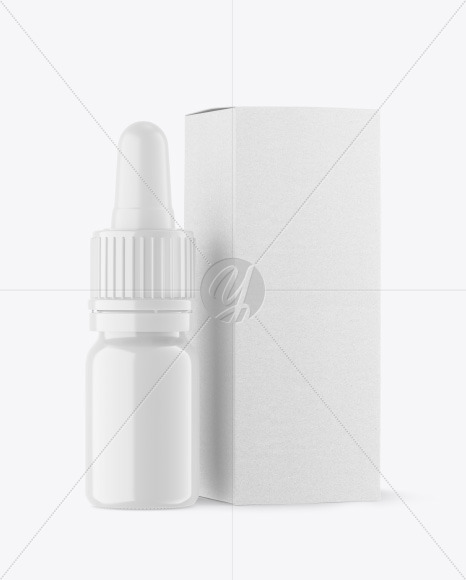 Glossy Dropper Bottle w/ Kraft Box Mockup