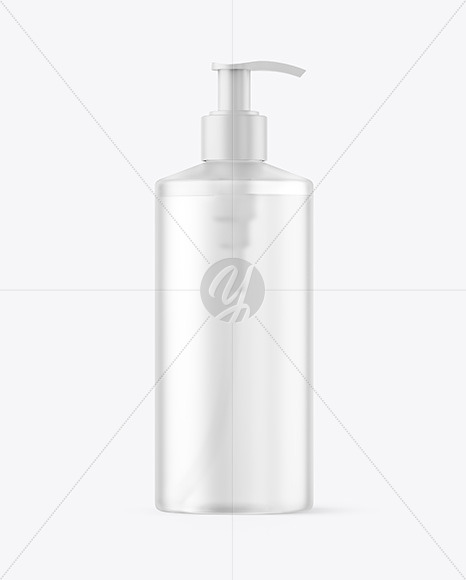 Frosted Plastic Bottle with Pump Mockup