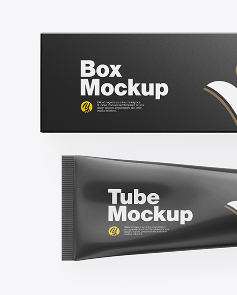 Box w/ Glossy Cosmetic Tube Mockup