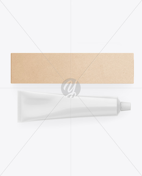 Kraft Box w/ Glossy Cosmetic Tube Mockup