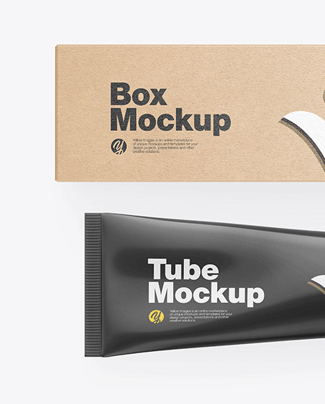 Kraft Box w/ Glossy Cosmetic Tube Mockup