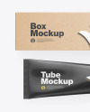 Kraft Box w/ Glossy Cosmetic Tube Mockup