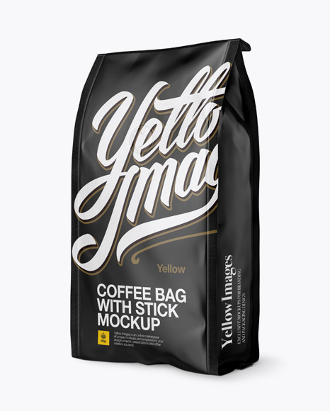 Matte Coffee Bag With Valve Mockup - Half Side View