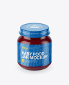 Baby Food Plum Puree Small Jar Mockup (High Angle Shot)