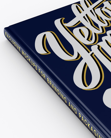 Glossy Book Mockup - Half Side View (High-Angle Shot)