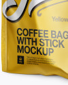 Metallic Coffee Bag With Valve Mockup - Half Side View