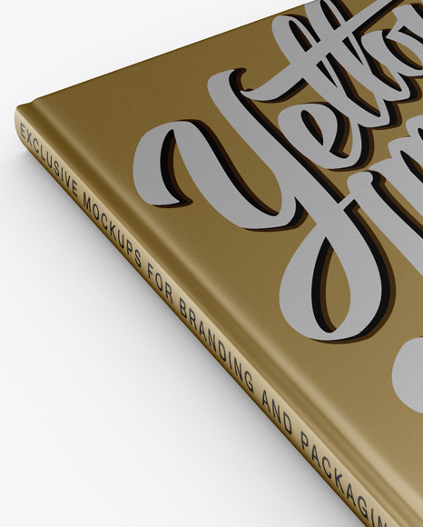 Metallic Book Mockup - Half Side View (High-Angle Shot)