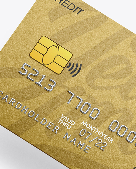 Metal Credit Card Mockup - Half-Turned View (High-Angle Shot)