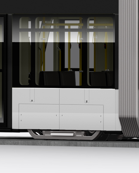 Light Rail Train Bybanen Mockup - Half Side View