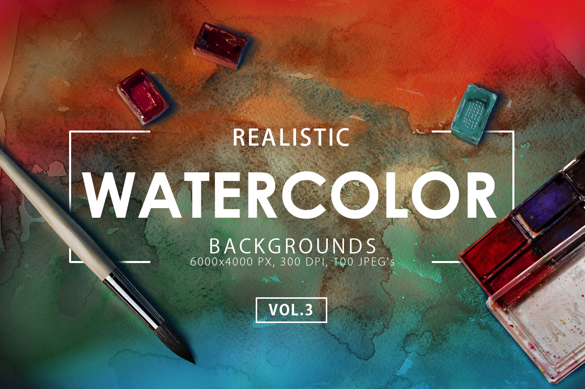 100 Watercolor Backgrounds Vol. 3